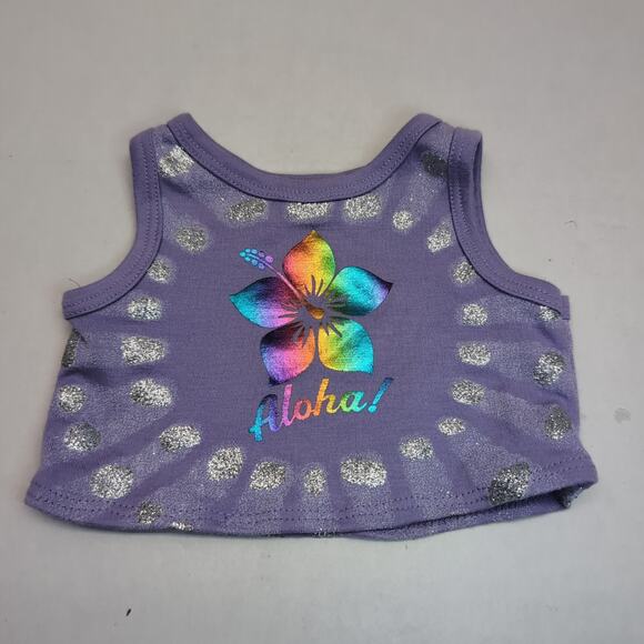 Build A Bear Aloha Shirt Purple Sparkle Glitter Tank Top - Picture 1 of 3